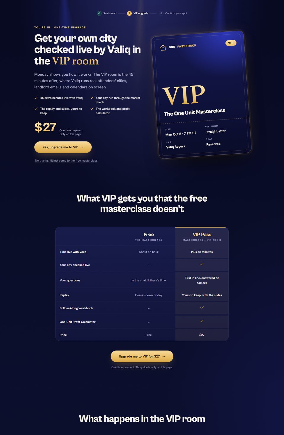 VIP upgrade page preview